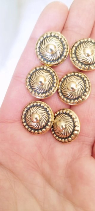 6 bottoni gioiello vintage metallo dorato 1,8 cm
