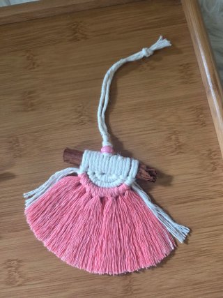 Abito decorativo macramè rosa e bianco bambina