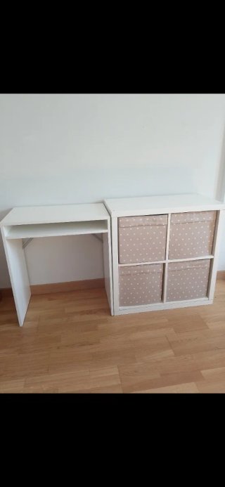 Mueble blanco y beige con cajones