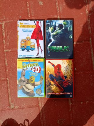 Lote 4 Películas DVD: Minions, Hulk, Shrek, Spider