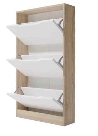 Zapatero 3 puertas madera y blanco
