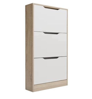 Zapatero 3 puertas madera y blanco