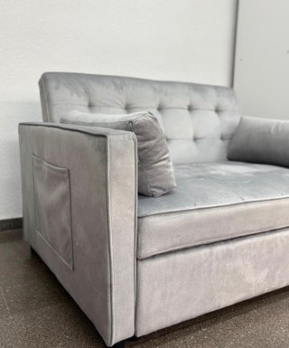 Sofá Cama Gris Terciopelo