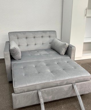 Sofá Cama Gris Terciopelo