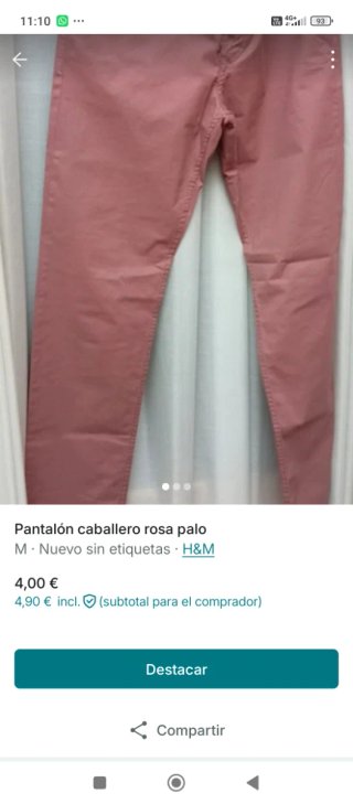 Pantalón casual rosa palo H&M talla M