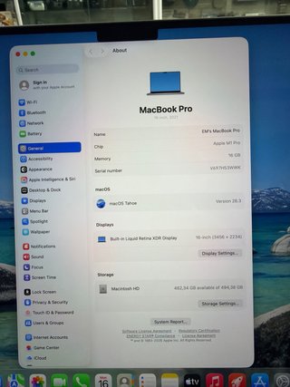 MacBook Pro 16 M1 Pro 16GB RAM 500GB SSD