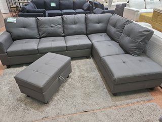 Sofá Rinconera Gris de 243cm + Puff