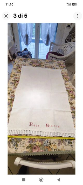 Antico Asciugamano Lino con Pizzo e Trina