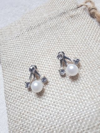 Pendientes vintage perla y circonita