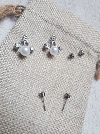 Pendientes vintage perla y circonita