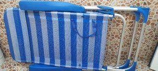 Silla de Playa/Camping Azul y Plateado
