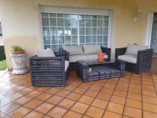 Conjunto Muebles Jardín Ratán y Cristal