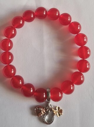 Pulsera Jade Rojo Natural con Dijes