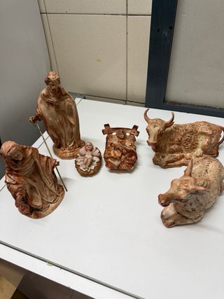 Set di figure per presepe di Natale in ceramica e plastica
