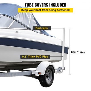 Guía de Remolque para Barcos, 60", 2PCS Postes de Remolque de Acero con Cubiertas de Tubo de PVC Blanco, Accesorios de Montaje Completos Incluidos, para Remolque de Barco de Esquí, Barco de Pesca ...