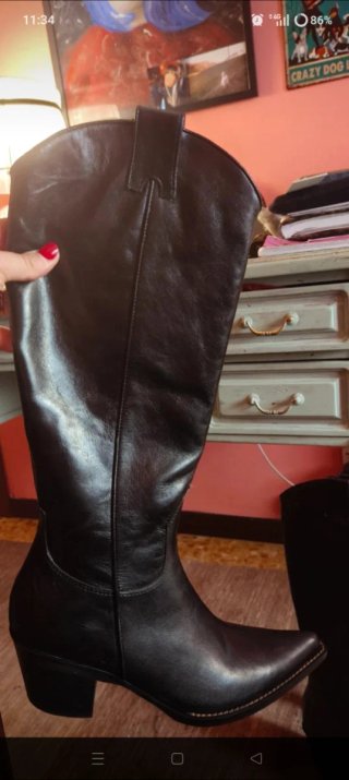 Stivale cowboy vera pelle donna nero