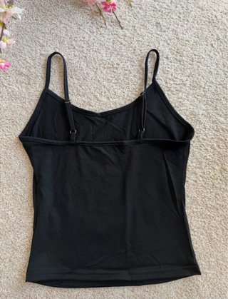 Top negro con flor rosa lentejuelas talla xs