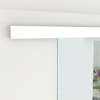 Puerta Corredera de Vidrio Transparente con Riel y Manija de Aluminio para Baño Cocina Estudio 210X75X0.8Cm