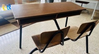 Escritorio vintage madera y metal