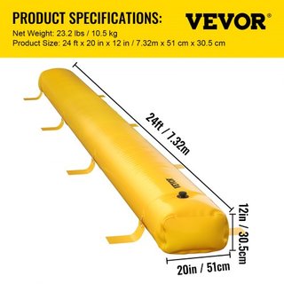 Bolsa de Inundación, 732 × 50.8 × 30.5 cm, Tubos de Desviación de Agua de PVC Reutilizables, Livianos con Excelente Efecto Impermeable Usados para Puertas, Garajes, Amarillo