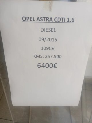 Opel Astra cdti 1.6  257.500 kms
