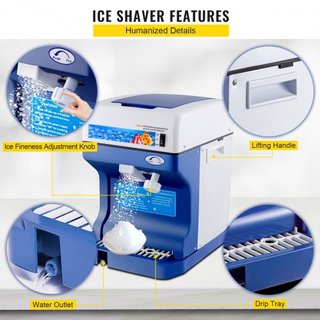 Máquina de Nieve 265LBS Trituradora de Hielo Comercial 220V 50HZ Máquina Trituradora de Hielo Copo de Nieve Acero Inoxidable Grado Alimenticio para Cocina Bares en Casa