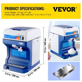 Máquina de Nieve 265LBS Trituradora de Hielo Comercial 220V 50HZ Máquina Trituradora de Hielo Copo de Nieve Acero Inoxidable Grado Alimenticio para Cocina Bares en Casa