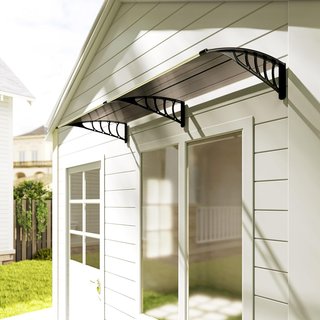 Tessuto per Esterno 200X96Cm, Tessuto in Policarbonato e Alluminio per Balcone, Finestre e Porte, Marrone