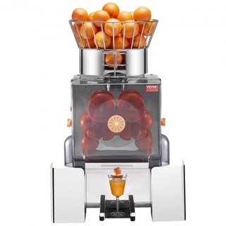 Máquina Exprimidora de Naranjas Comercial, Extractor de Jugo Automático de 120W, Extractor de Jugo de Acero Inoxidable para 25 Naranjas por Minuto, con Caja de Filtro Extraíble, Cubierta de PC, 2 ...