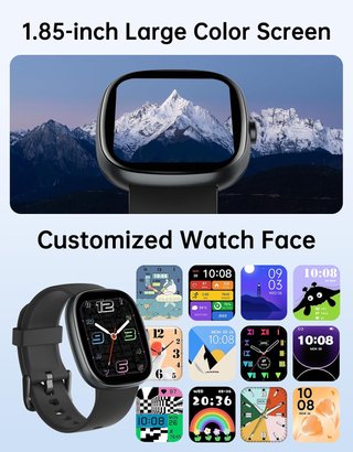 HUAKUA Smartwatch IP68 chiamate fitness nero