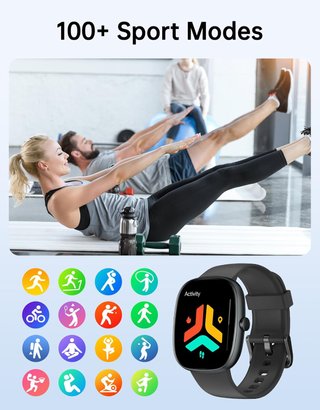 HUAKUA Smartwatch IP68 chiamate fitness nero
