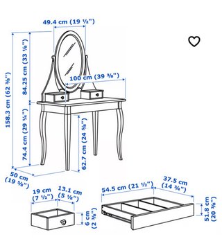 Tocador Ikea Blanco con Espejo Ovalado