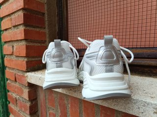 Zapatillas plateadas y blancas