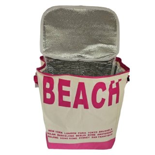 Bolsa nevera térmica BEACH portátil  Rosa/beige