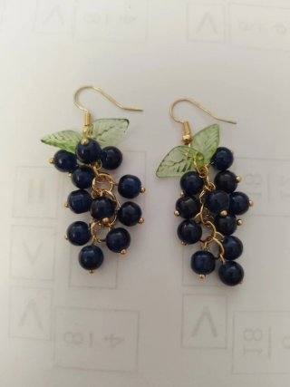 Pendientes hechos a mano racimo uva