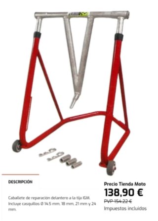 Caballete delantero para motocicletas.