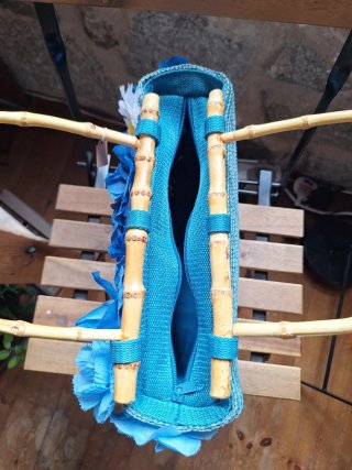 Bolso Vintage Flores Azul y Blanco