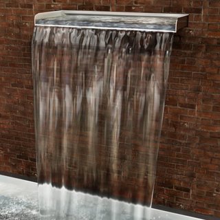 Fuente decorativa de cascada de acero inoxidable de 30 cm x 11.4 cm x 7.9 cm para estanque de jardín, interiores y exteriores