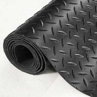 Rollo de Suelo de Goma con Patrón de Diamante, 3 mm x 4 ft x 10 ft, Alfombra para Garaje, Rollo de Goma SBR para Garaje, Fácil de Limpiar, Alfombra de Goma con Patrón de Diamante para Debajo de Co...
