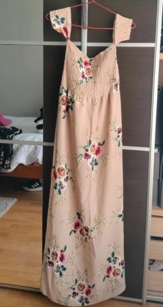 Vestido largo floral rosa