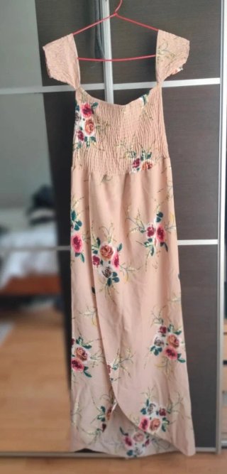 Vestido largo floral rosa