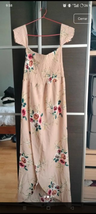Vestido largo floral rosa
