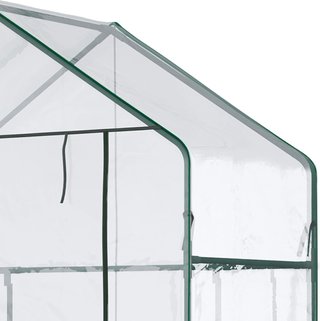 Invernadero de Jardín para Plantas en PE Impermeable y Anti UV con Estantes y Accesorios de Montaje, 142X73X195Cm, Verde