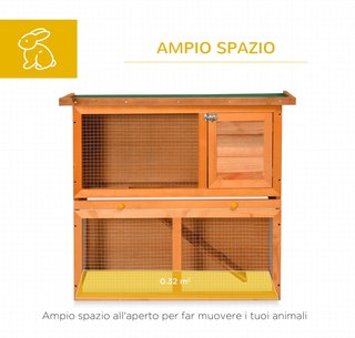 Jaula para Conejos Conejera de Exterior en Madera de Abeto 90 X 45 X 80Cm