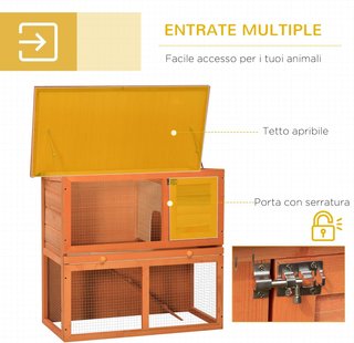 Jaula para Conejos Conejera de Exterior en Madera de Abeto 90 X 45 X 80Cm