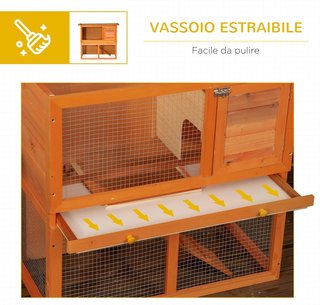Jaula para Conejos Conejera de Exterior en Madera de Abeto 90 X 45 X 80Cm