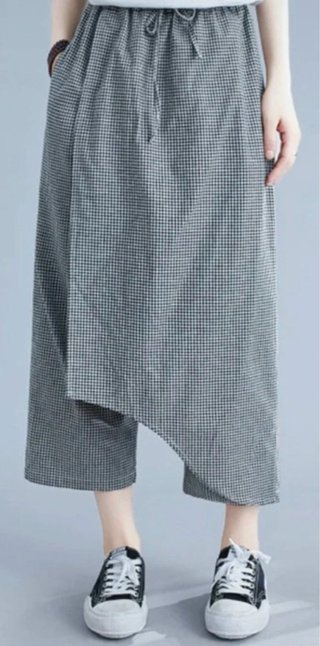 Pantalón con sobrefalda cuadros M/L