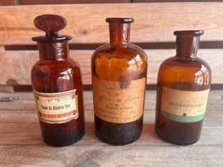 3 Frascos Farmacia Antiguos