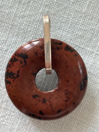 Colgante Donut Obsidiana Caoba Natural - Plata ley
