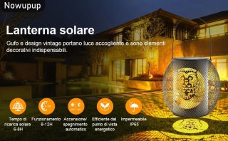 2 Lanterne Solari Esterno con GUFO Lampada Solare